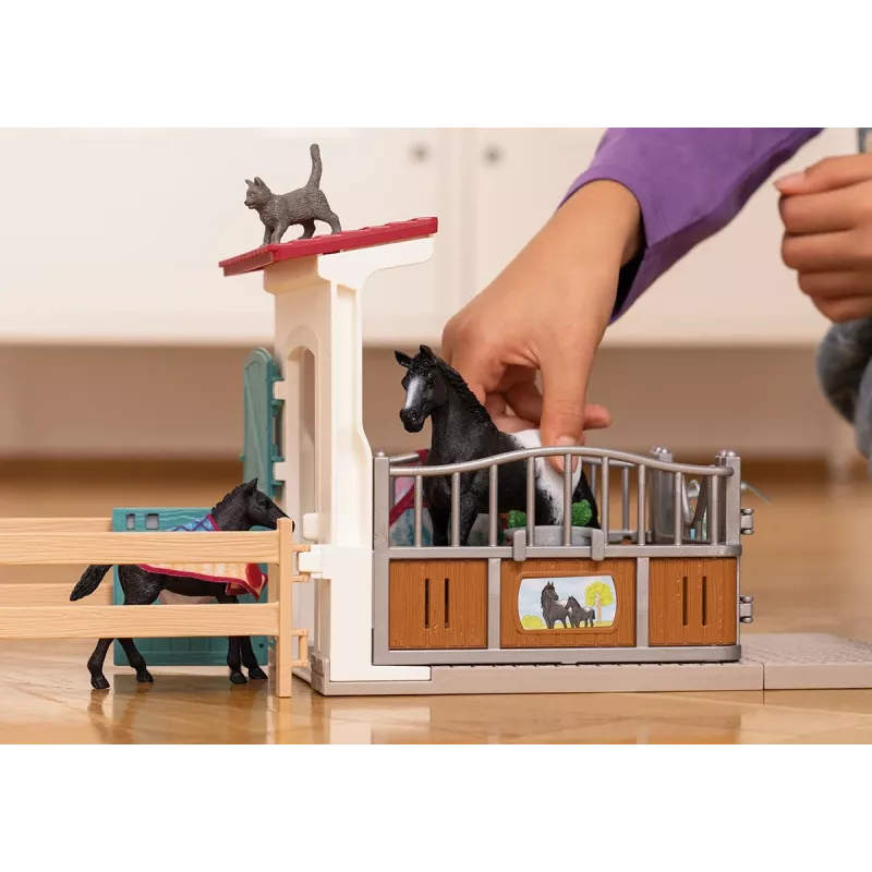 schleich HORSE CLUB box de cavalos com égua e potro, estábulo de cavalos, cavalos, 5 anos, multicolor, plástico