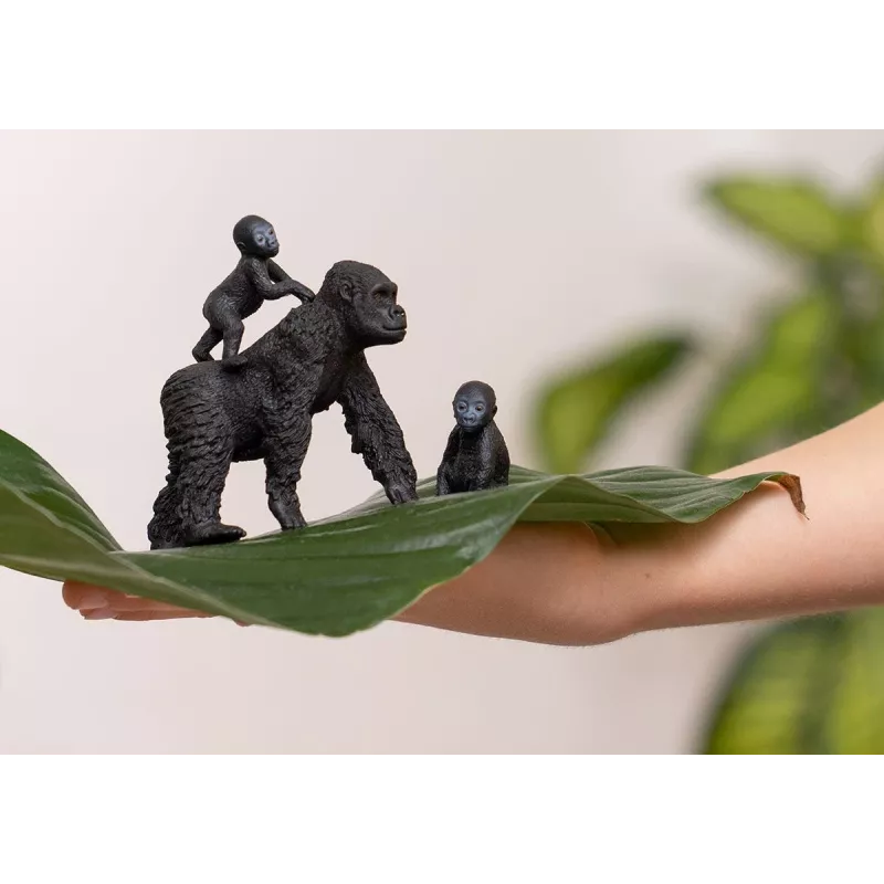 schleich WILD LIFE família de gorilas, 3 anos, selva, animais selvagens / brinquedo de aventura, preto, cinzento