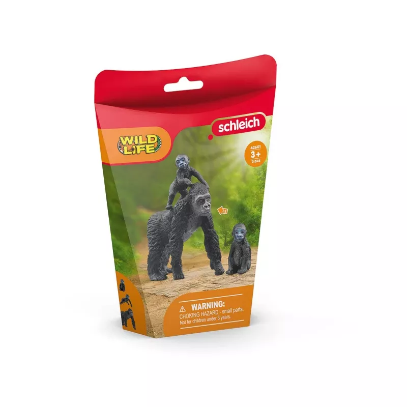 schleich WILD LIFE família de gorilas, 3 anos, selva, animais selvagens / brinquedo de aventura, preto, cinzento