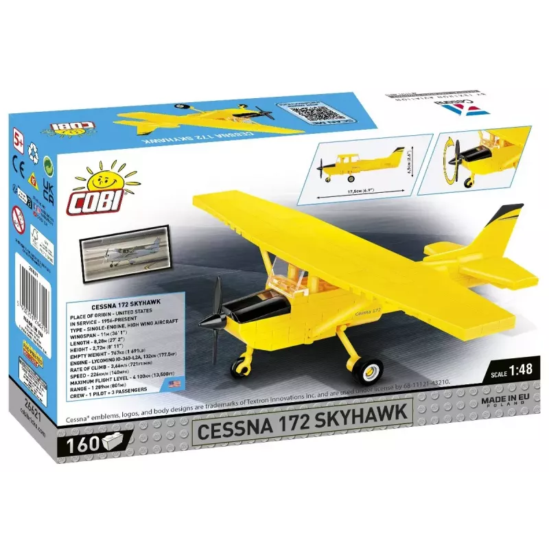 Brinquedo de construção Cobi Cessna 172 Skyhawk amarelo modelo 26621 – kit à escala