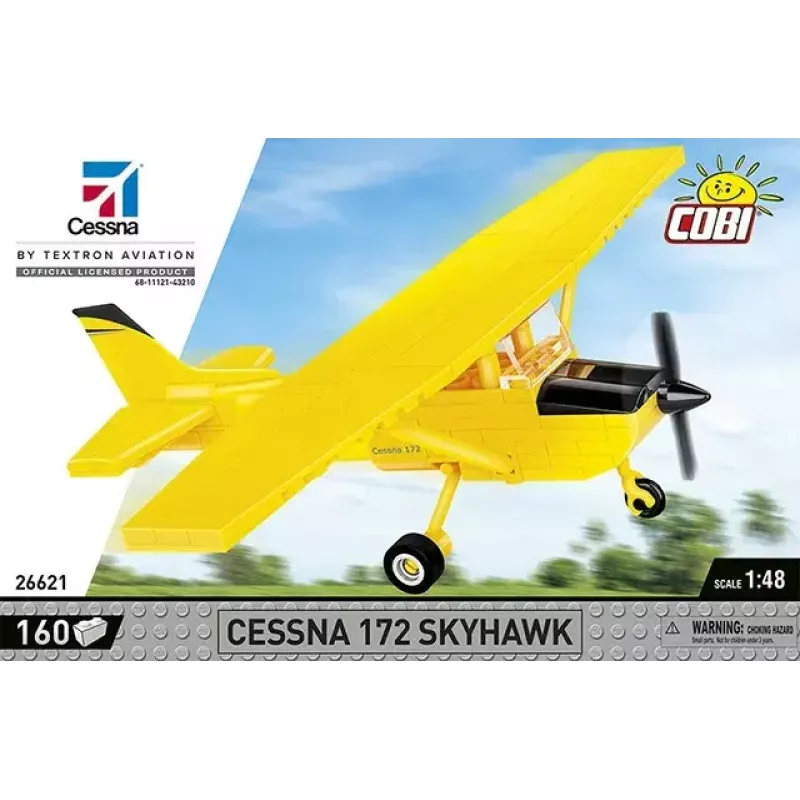 Brinquedo de construção Cobi Cessna 172 Skyhawk amarelo modelo 26621 – kit à escala