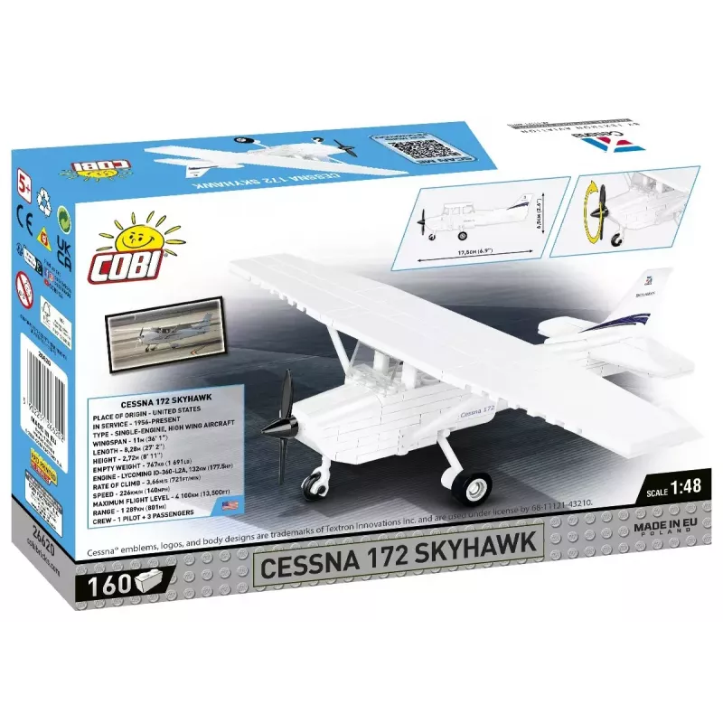 Brinquedo de construção Cobi Cessna 172 Skyhawk branco kit
