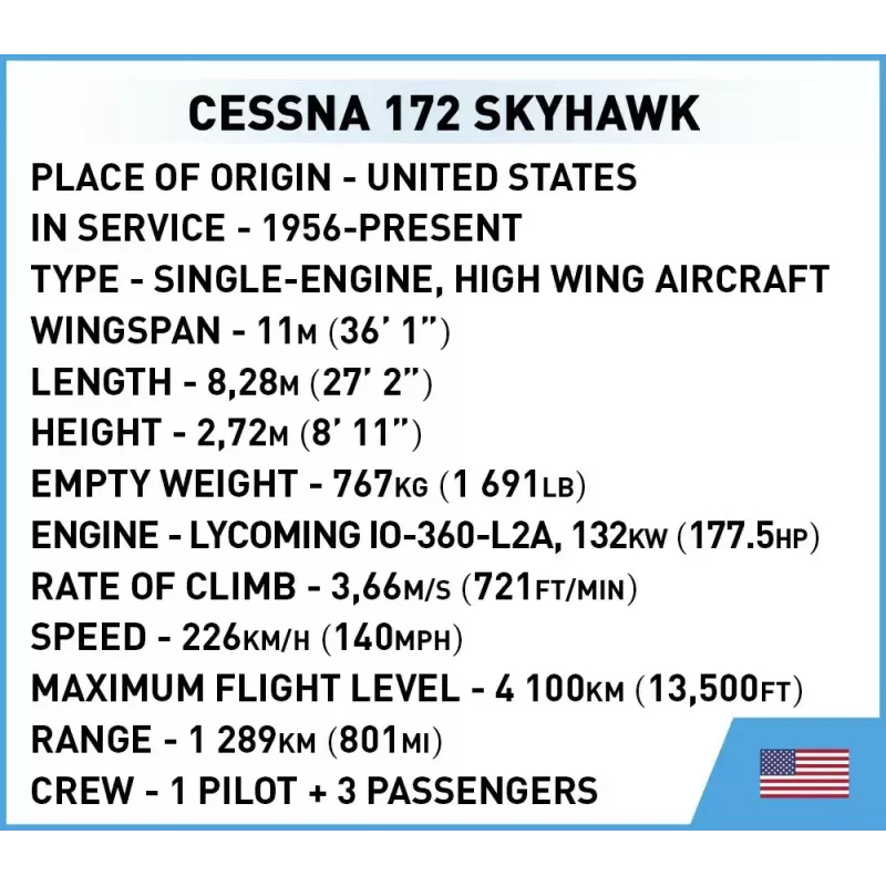 Brinquedo de construção Cobi Cessna 172 Skyhawk branco kit