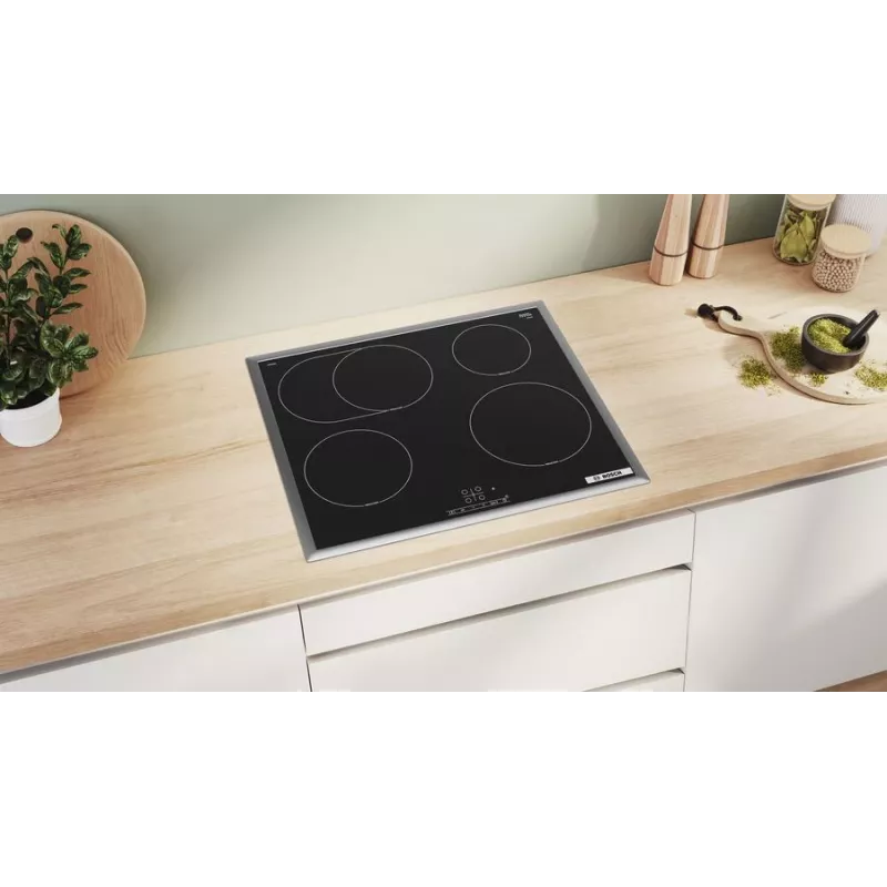 Placa de indução Bosch Serie 4 PIF64RBB5E preta de encastrar 60 cm com 4 zonas