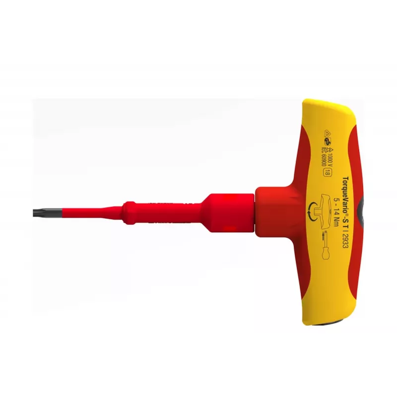 Wiha TorqueVario-S T electric 2933 chave de fendas dinamométrica com punho em T, 5-14 Nm