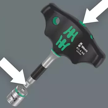Chave de roquete Wera 05023460001 1/4 polegadas encaixe preto verde