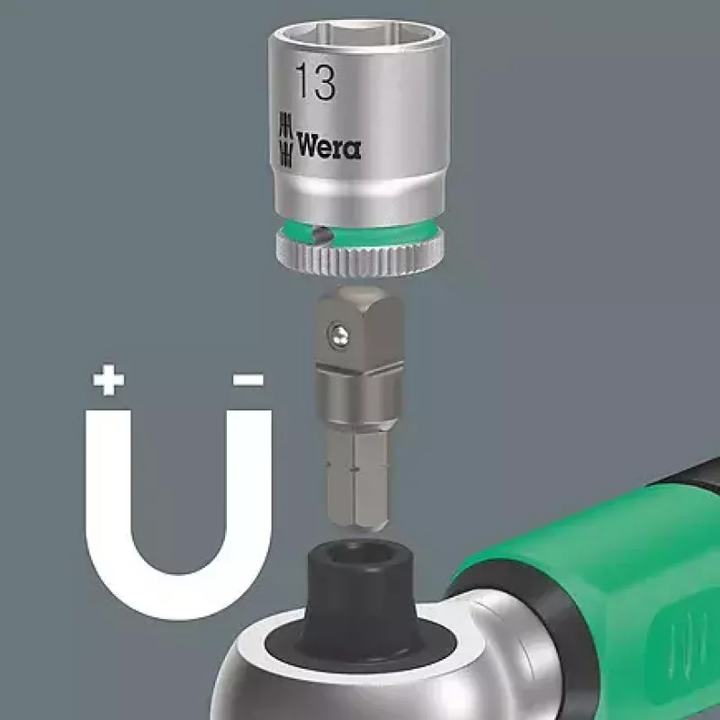 Wera 05075832001 Safe-Torque A 2 Set 1 conjunto de chave dinamométrica com roquete, 23 peças, sextavado de 1/4", 2–12 Nm, preto/verde