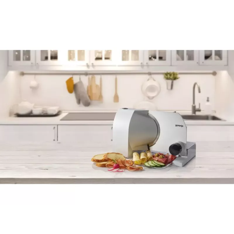 Máquina de cortar fiambre elétrica Gorenje R708A 100 W aço inoxidável 1,5 cm