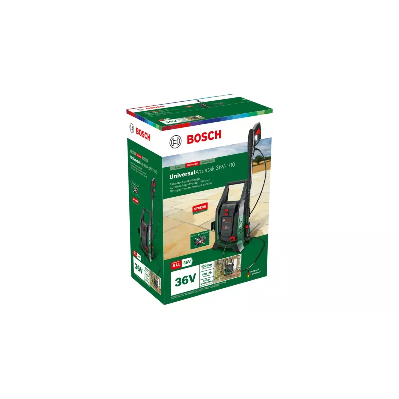 Lavadora de alta pressão Bosch UniversalAquatak 36V-100 — 100 bar, alimentada por bateria de 36V