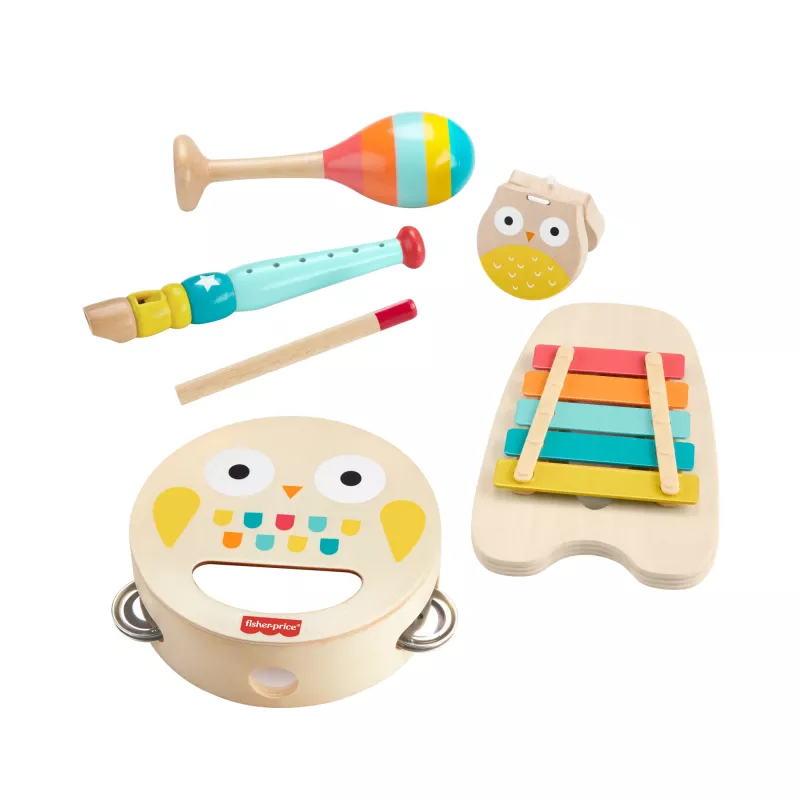 Mattel Conjunto de presente musical com instrumentos de madeira para crianças pequenas