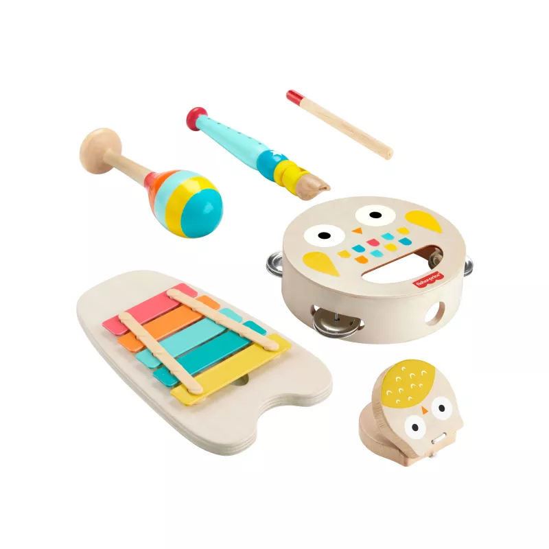 Mattel Conjunto de presente musical com instrumentos de madeira para crianças pequenas