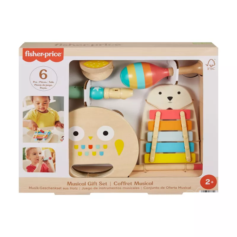 Mattel Conjunto de presente musical com instrumentos de madeira para crianças pequenas