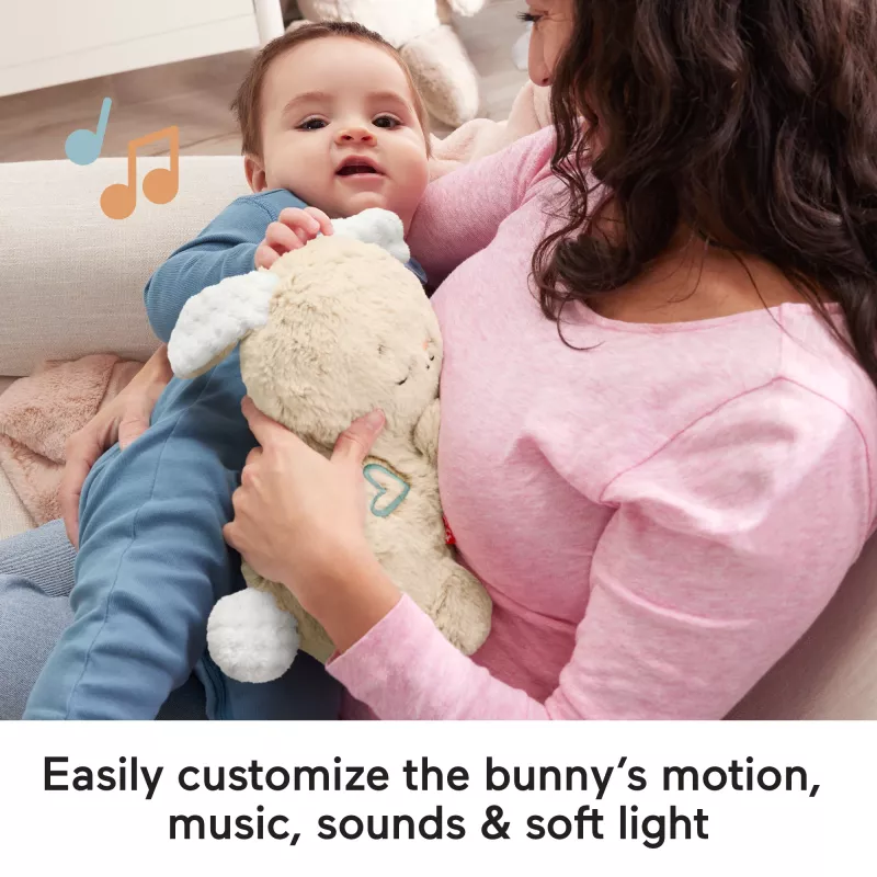 Fisher-Price Soothe & Settle Bunny peluche bebé brinquedo e dispositivo de som ajustável com movimento