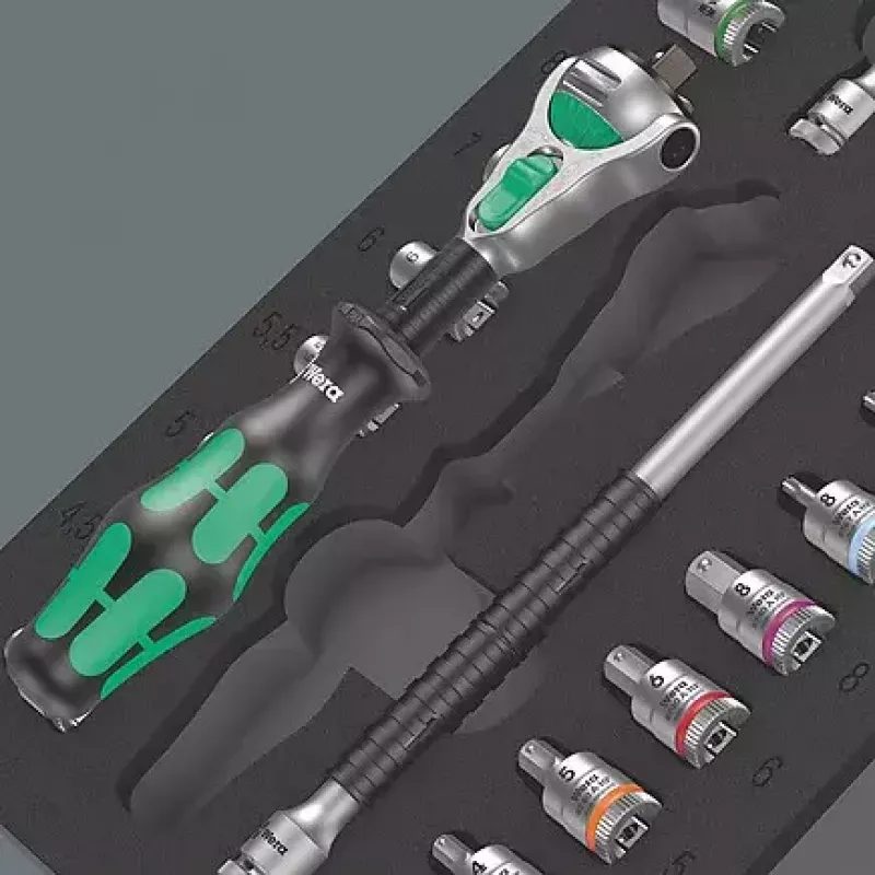 Wera 05150110001 conjunto de catracas de aço com 37 peças, preto/verde