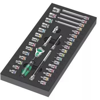 Wera 05150110001 conjunto de catracas de aço com 37 peças, preto/verde