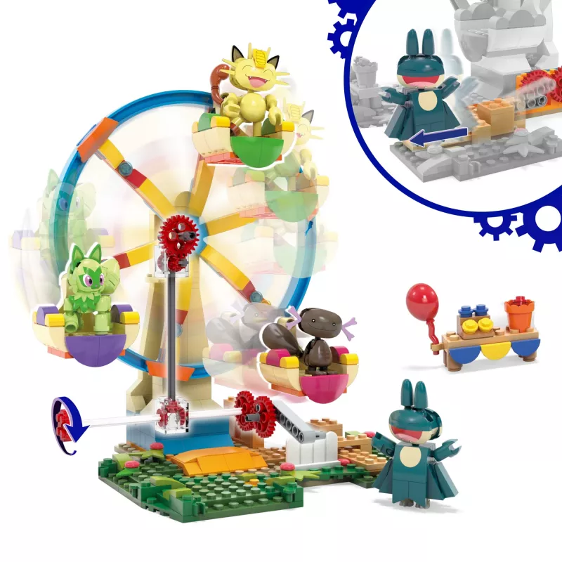 MEGA Pokémon Riesenrad-Spaß conjunto de construção, com 4 figuras de ação (393 peças) para crianças
