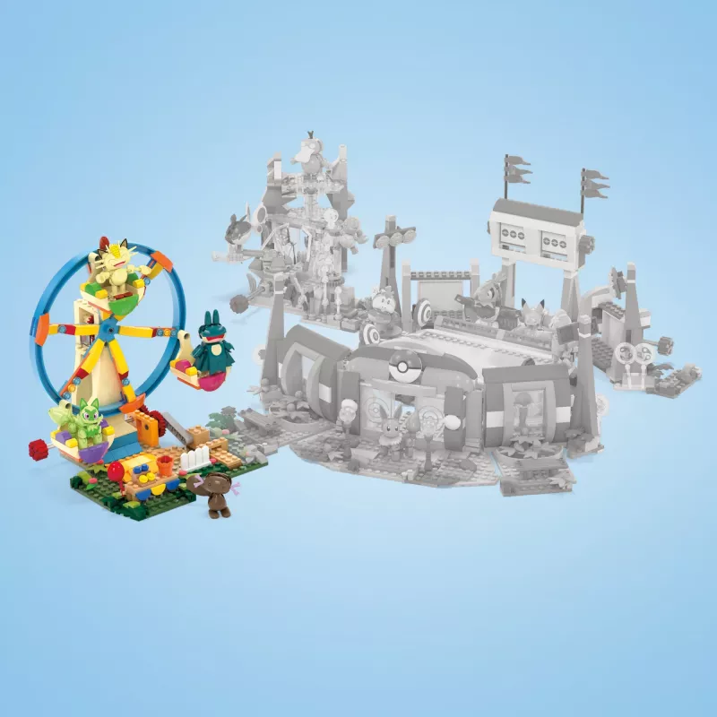 MEGA Pokémon Riesenrad-Spaß conjunto de construção, com 4 figuras de ação (393 peças) para crianças