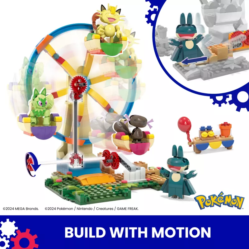 MEGA Pokémon Riesenrad-Spaß conjunto de construção, com 4 figuras de ação (393 peças) para crianças