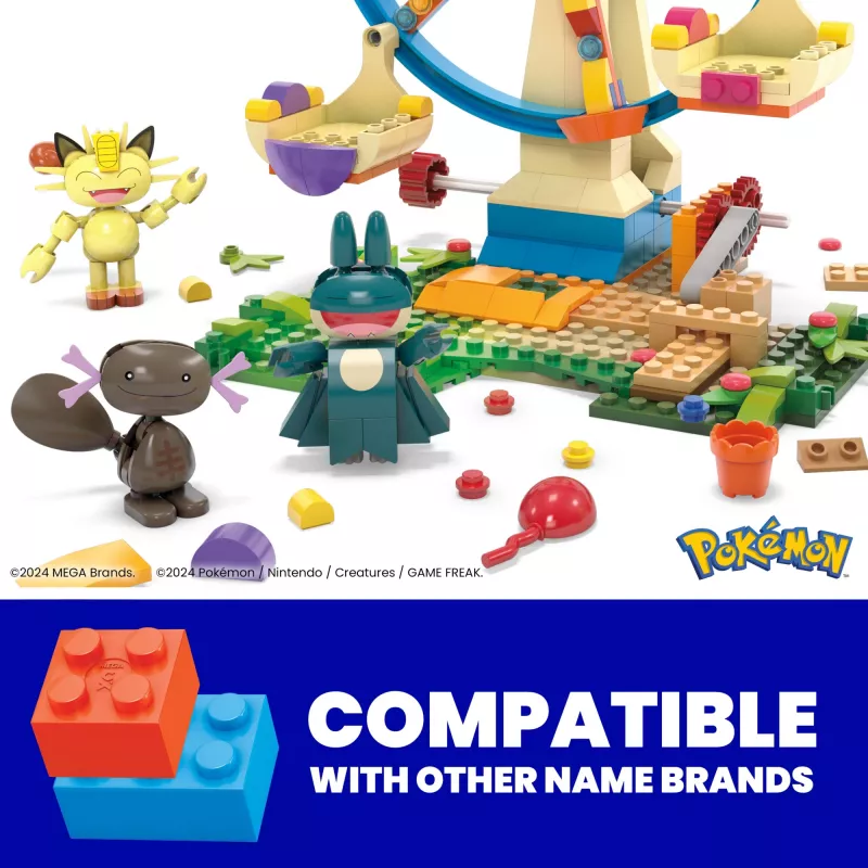 MEGA Pokémon Riesenrad-Spaß conjunto de construção, com 4 figuras de ação (393 peças) para crianças