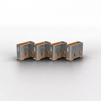 Bloqueador de portas USB Lindy Portblocker, embalagem com 4 unid., código de cor laranja
