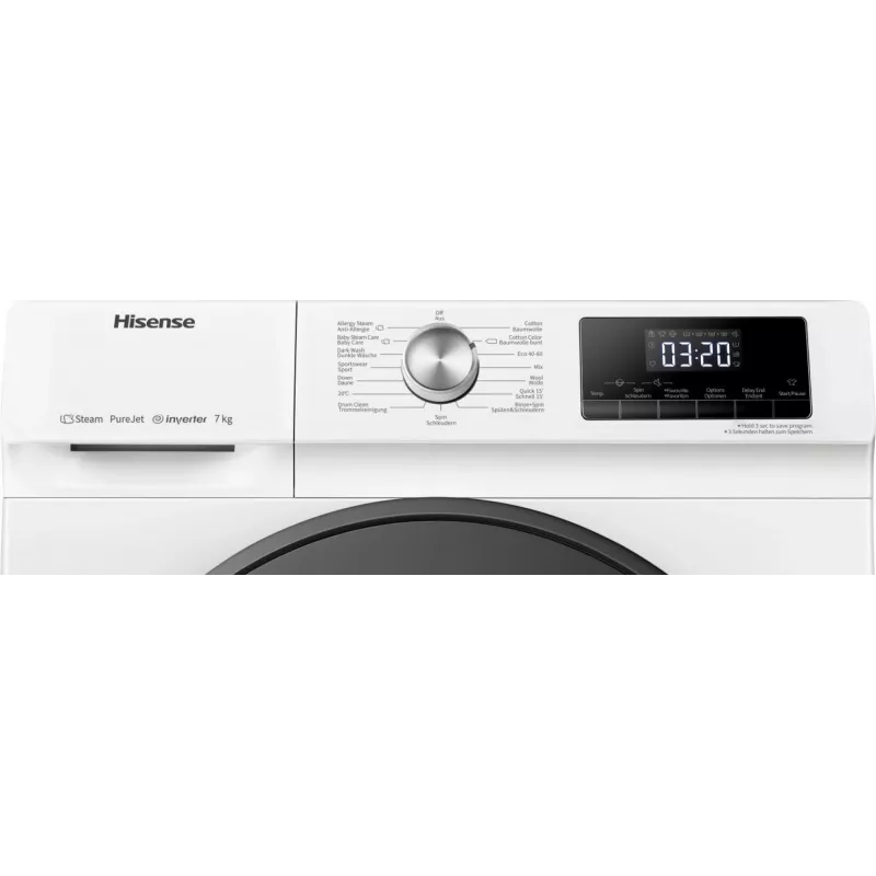 Máquina de lavar roupa Hisense WFQA7014EVJM de carregamento frontal 7 kg 1310 rpm branca