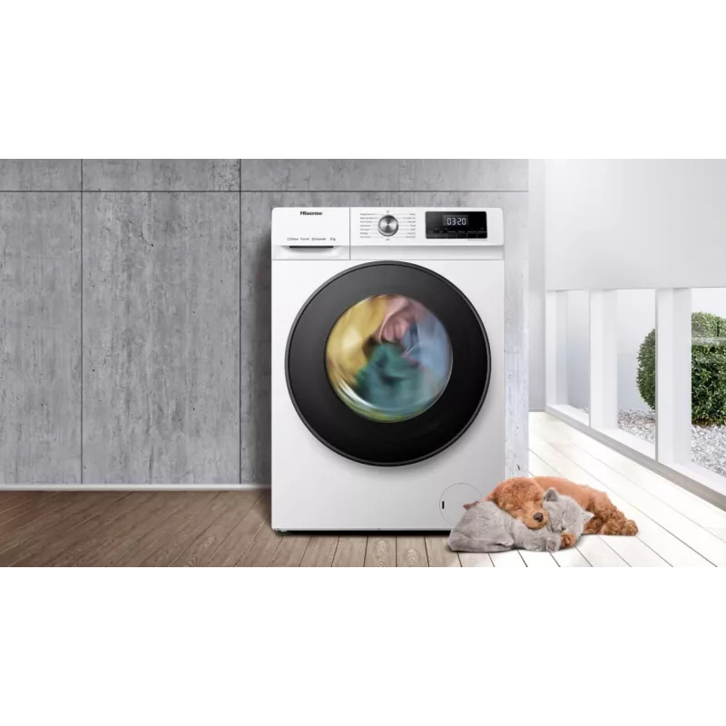 Máquina de lavar roupa Hisense WFQA7014EVJM de carregamento frontal 7 kg 1310 rpm branca