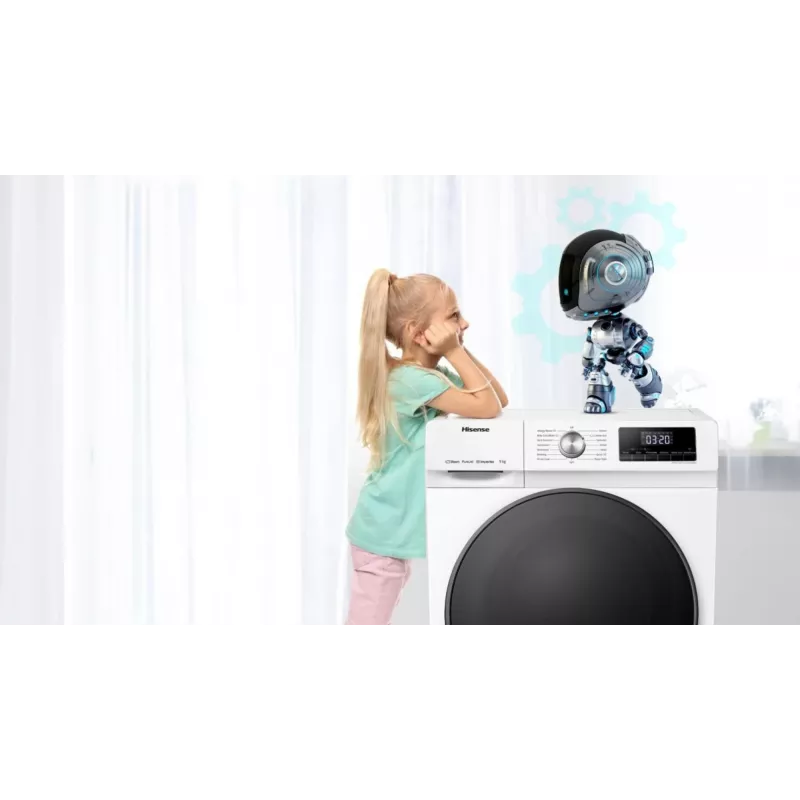 Máquina de lavar roupa Hisense WFQA7014EVJM de carregamento frontal 7 kg 1310 rpm branca