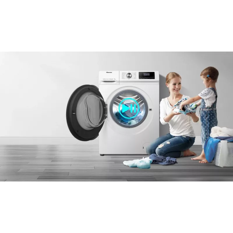 Máquina de lavar roupa Hisense WFQA7014EVJM de carregamento frontal 7 kg 1310 rpm branca
