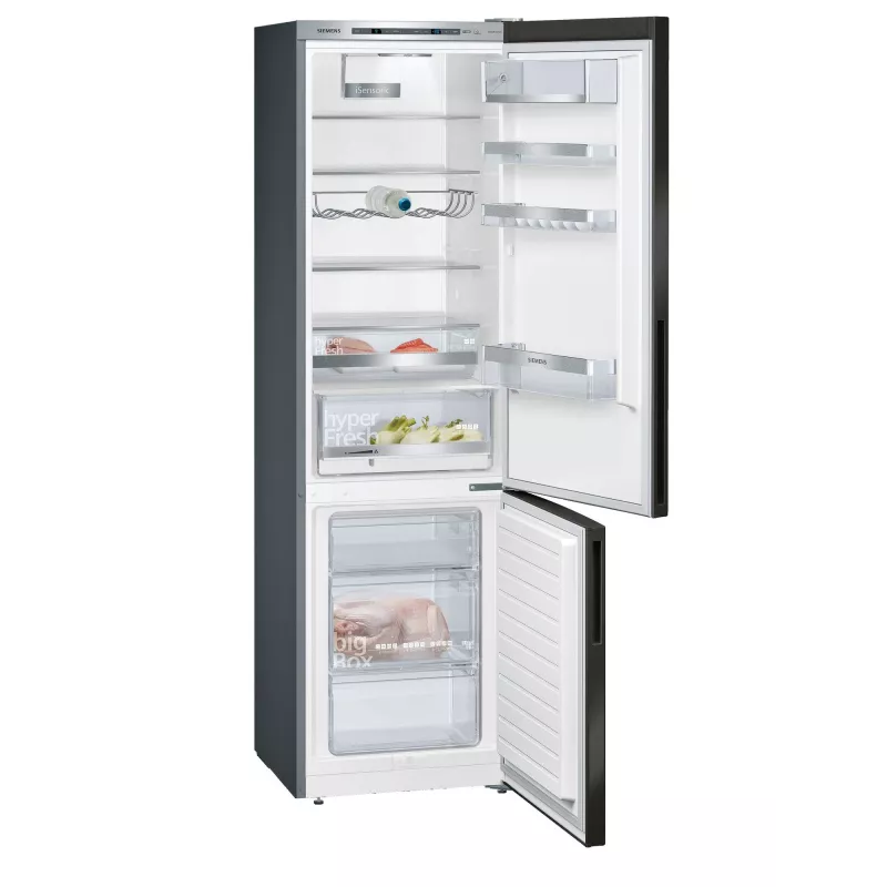Siemens iQ500 KG39E8XBA frigorífico combinado de instalação livre, 343 L (249 L + 94 L), 201 cm, classe energética B, preto / aço inoxidável