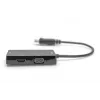 Cabo adaptador DisplayPort DIGITUS ASSMANN, DP - HDMI+DVI+VGA M-F/F/F, 20 cm cabo multimédia 3-em-1, CE, preto