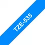 Fita para etiquetas Brother TZe535 12mm branco sobre azul