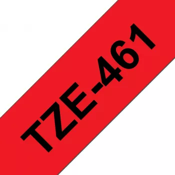 Fita de laminação Brother TZe461 36 mm preto sobre vermelho