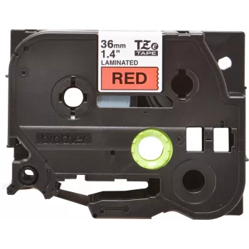 Fita de laminação Brother TZe461 36 mm preto sobre vermelho