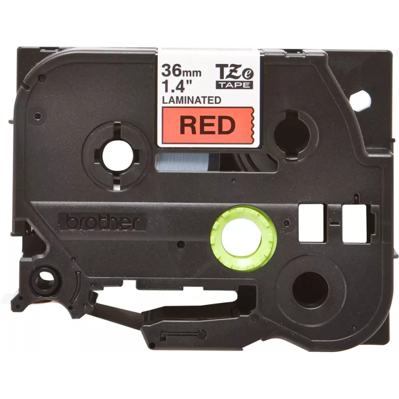 Fita de laminação Brother TZe461 36 mm preto sobre vermelho