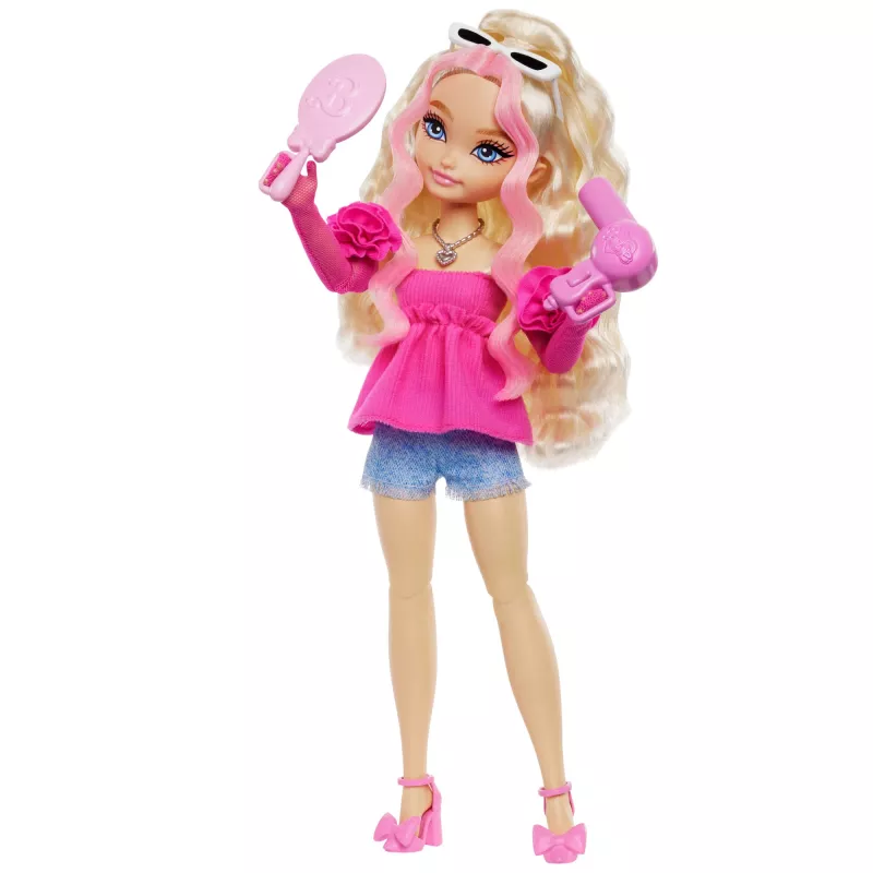 Boneca de moda Barbie Dream Besties „Malibu“ com 8 acessórios de maquilhagem e cabelo