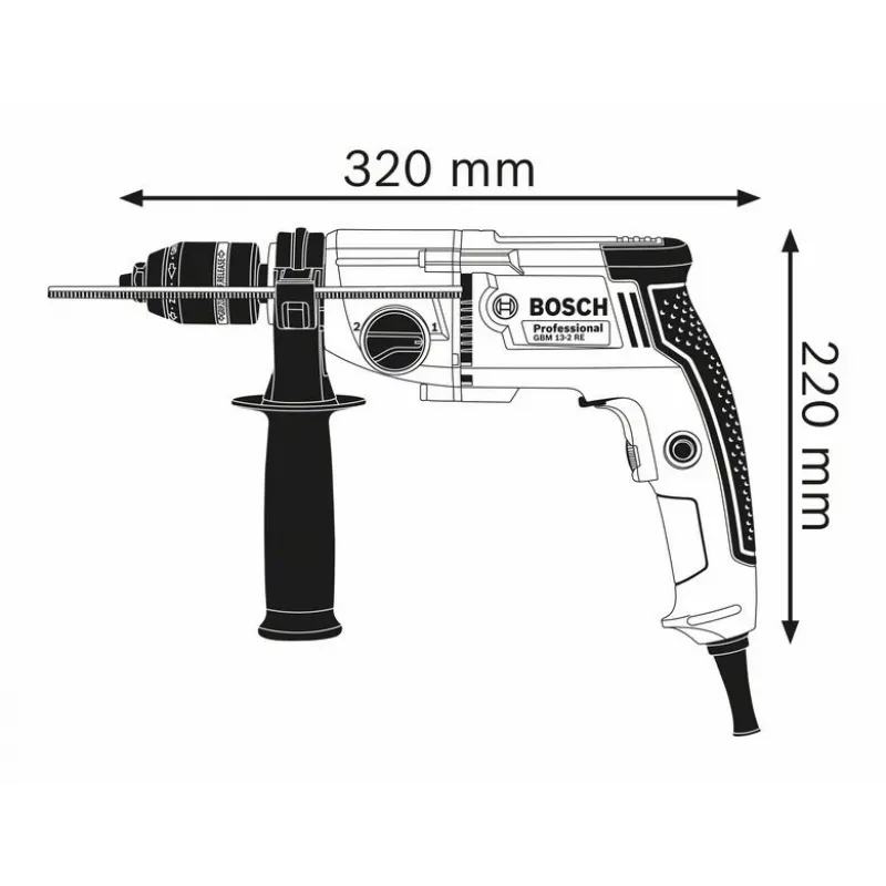 Bosch GBM 13-2 RE Professional berbequim, 750 W, 3000 rpm, 39,5 Nm, bucha de aperto rápido, azul