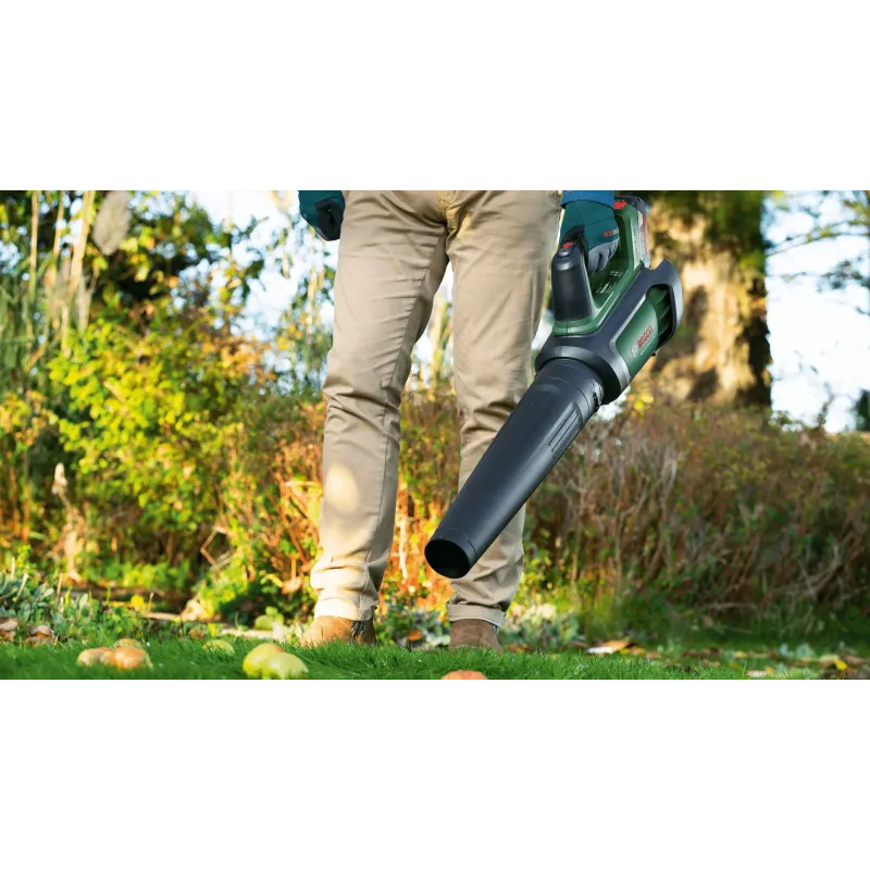 Bosch AdvancedLeafBlower 36V-750 soprador de folhas sem fios, 36 V, 1x 2,0 Ah, carregador, 750 m³/h, 100-200 km/h, sem escovas, 3,5 kg, verde/preto