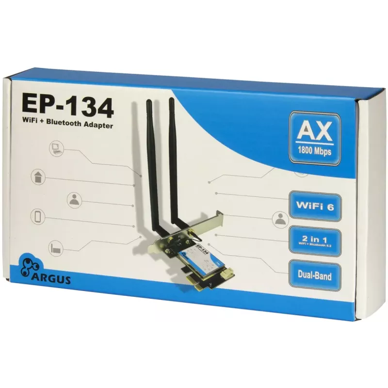 Inter-Tech Argus EP-134 adaptador interno WLAN e Bluetooth, 1800 Mbit/s