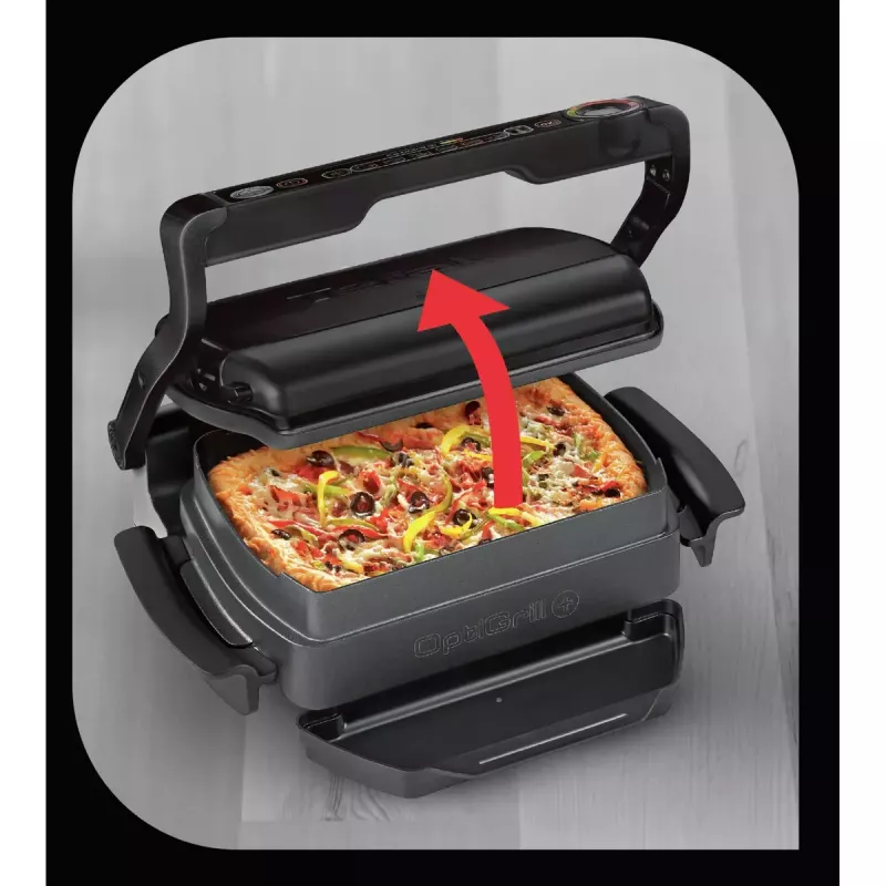 Grelhador de contacto Tefal GC7148 — 2000 W, caixa em aço inoxidável, retangular, termostato ajustável, superfície de grelha, 365×365×175 mm