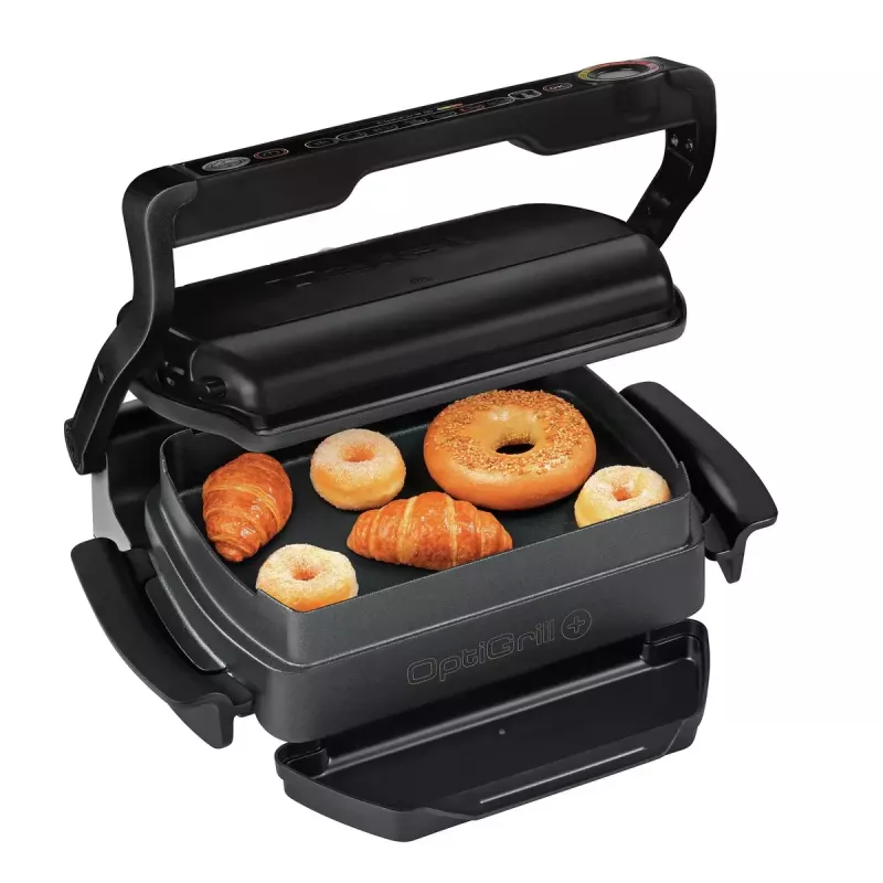Grelhador de contacto Tefal GC7148 — 2000 W, caixa em aço inoxidável, retangular, termostato ajustável, superfície de grelha, 365×365×175 mm
