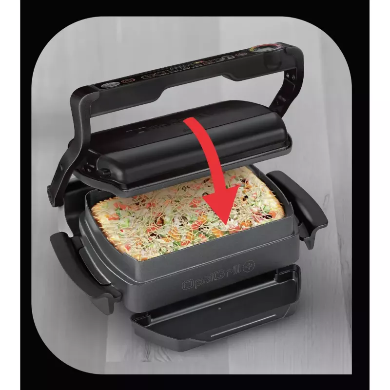 Grelhador de contacto Tefal GC7148 — 2000 W, caixa em aço inoxidável, retangular, termostato ajustável, superfície de grelha, 365×365×175 mm