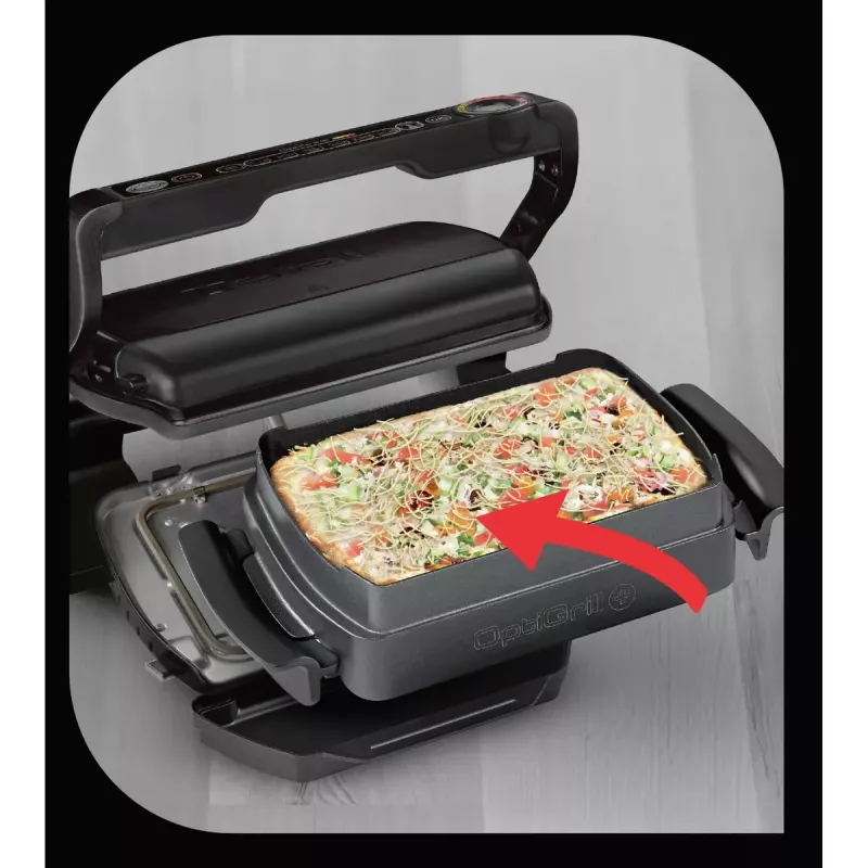 Grelhador de contacto Tefal GC7148 — 2000 W, caixa em aço inoxidável, retangular, termostato ajustável, superfície de grelha, 365×365×175 mm