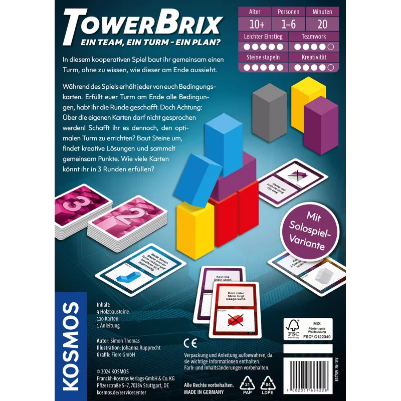 Kosmos TowerBrix 20 min jogo de tabuleiro família