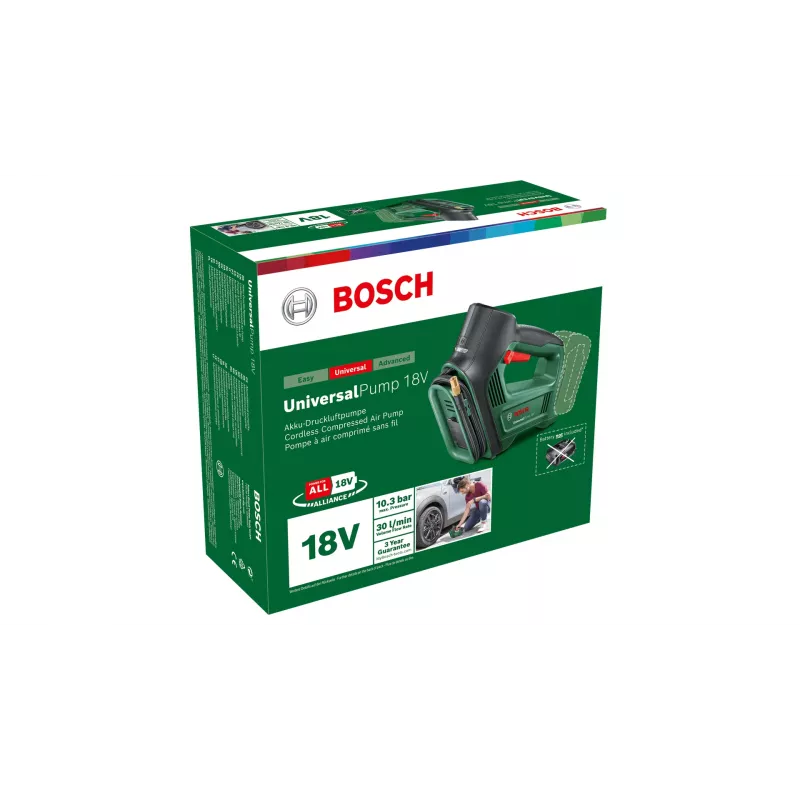 Bosch UniversalPump 18V 0603947100 bomba de ar sem fios, máx. 10 bar, sem bateria e carregador, verde/preto