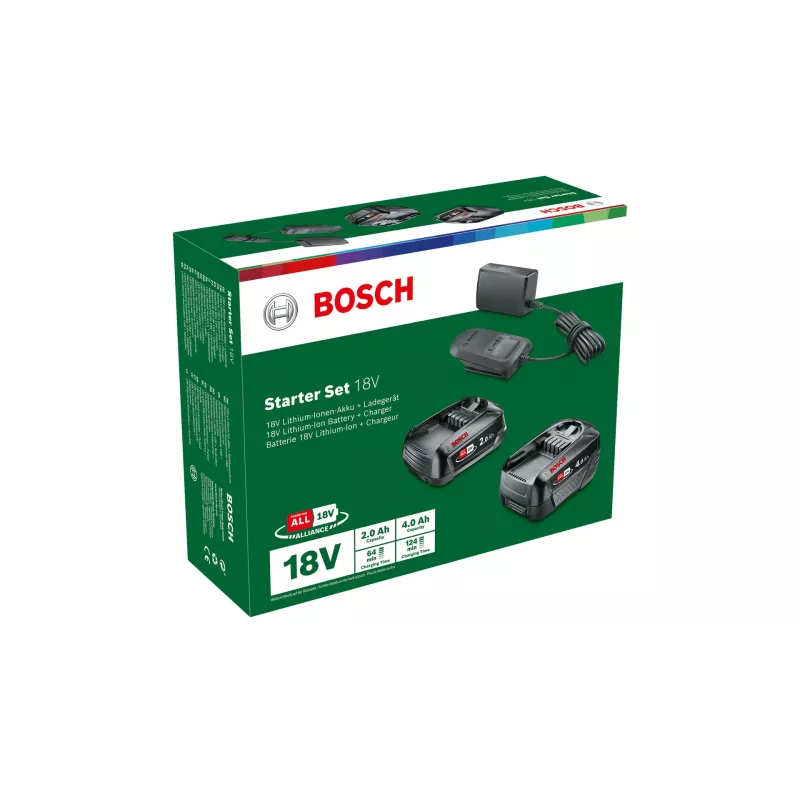 Bosch conjunto inicial 18V - 2 x bateria (2,0 Ah + 4,0 Ah) conjunto de bateria e carregador