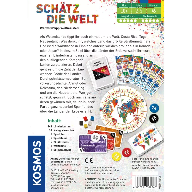Kosmos Schätz die Welt 45 min jogo de tabuleiro educativo
