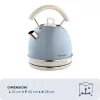Ariete 2877 chaleira elétrica Vintage, 1,7 l, sem fios, azul, 1,7 l, 2000 W, azul-claro, indicador de nível de água, sem fios, filtragem