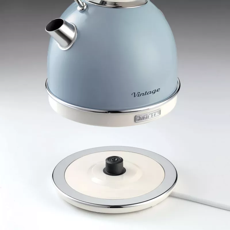 Ariete 2877 chaleira elétrica Vintage, 1,7 l, sem fios, azul, 1,7 l, 2000 W, azul-claro, indicador de nível de água, sem fios, filtragem