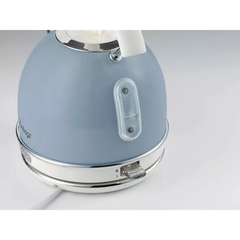 Ariete 2877 chaleira elétrica Vintage, 1,7 l, sem fios, azul, 1,7 l, 2000 W, azul-claro, indicador de nível de água, sem fios, filtragem