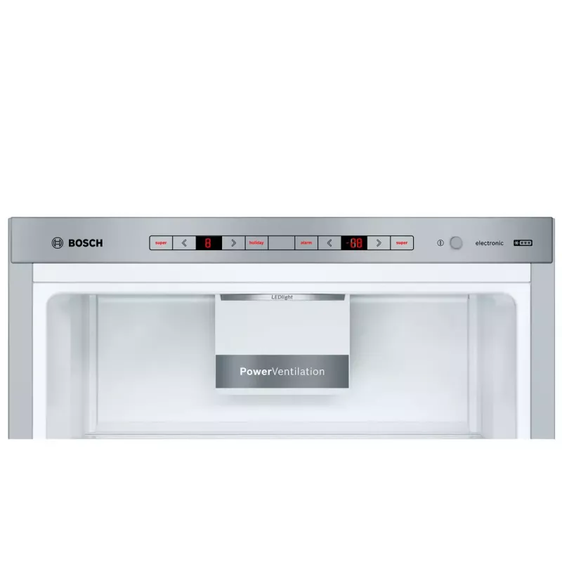 Bosch Serie 6 KGE398IBP frigorífico combinado, 343 l (249 l frigorífico / 94 l congelador), classe energética B, 201 cm, porta reversível, aço inoxidável